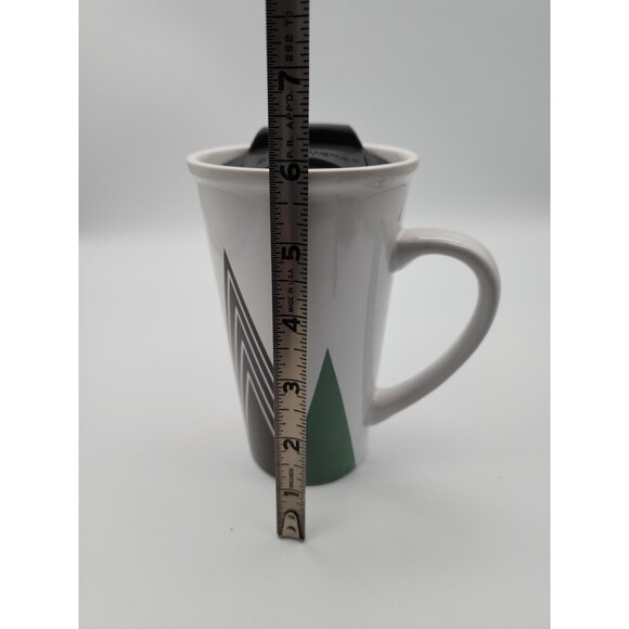 Starbucks Triangle Christmas Tree 14oz Travel Ceramic Coffee Mug With Lid - Picture 7 of 11